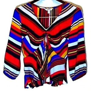 Express Striped Babydoll Peplum Top Shirt Size SP